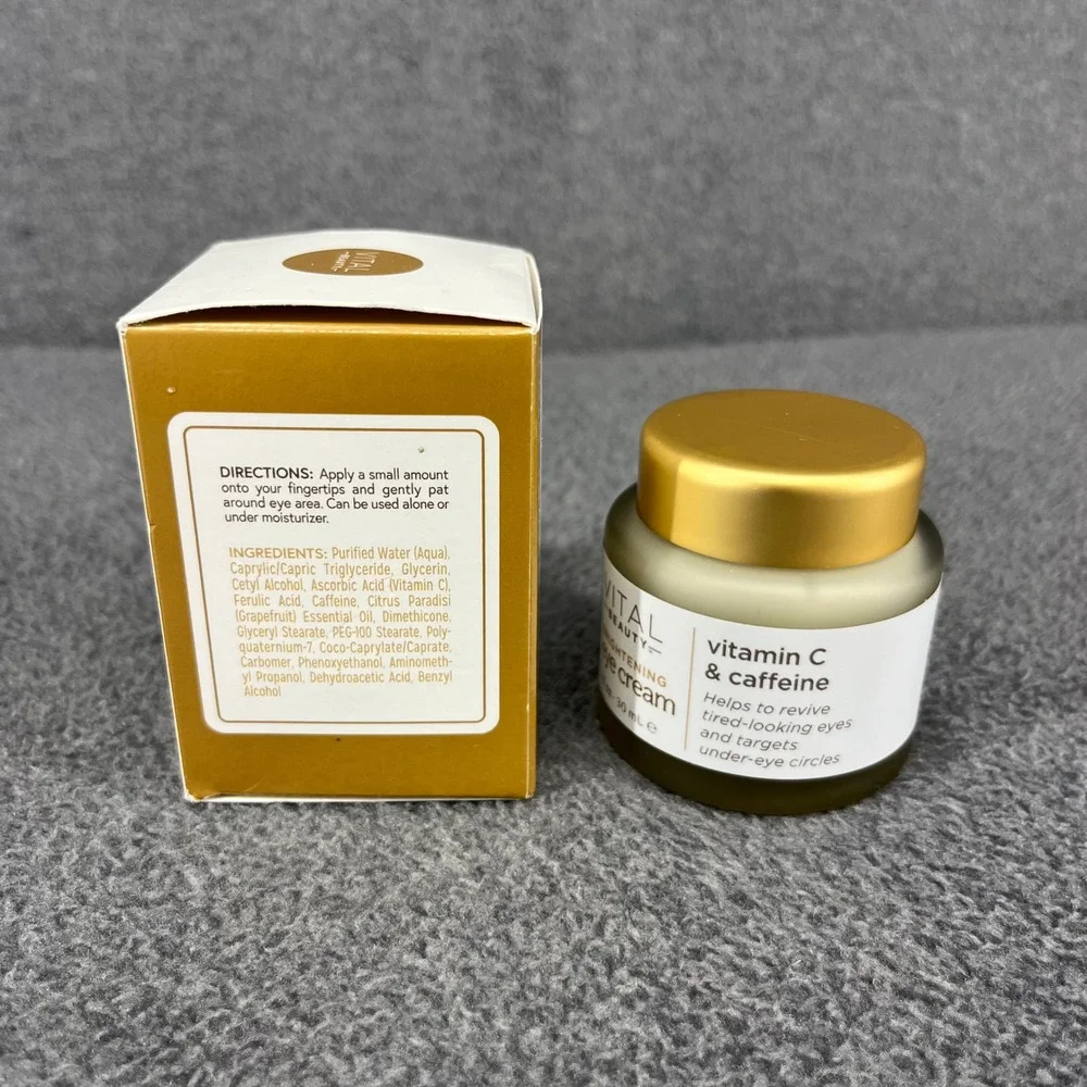 Vital Beauty Brightening Eye Cream Vitamin C Caffeine Power Glow Skincare 1 oz